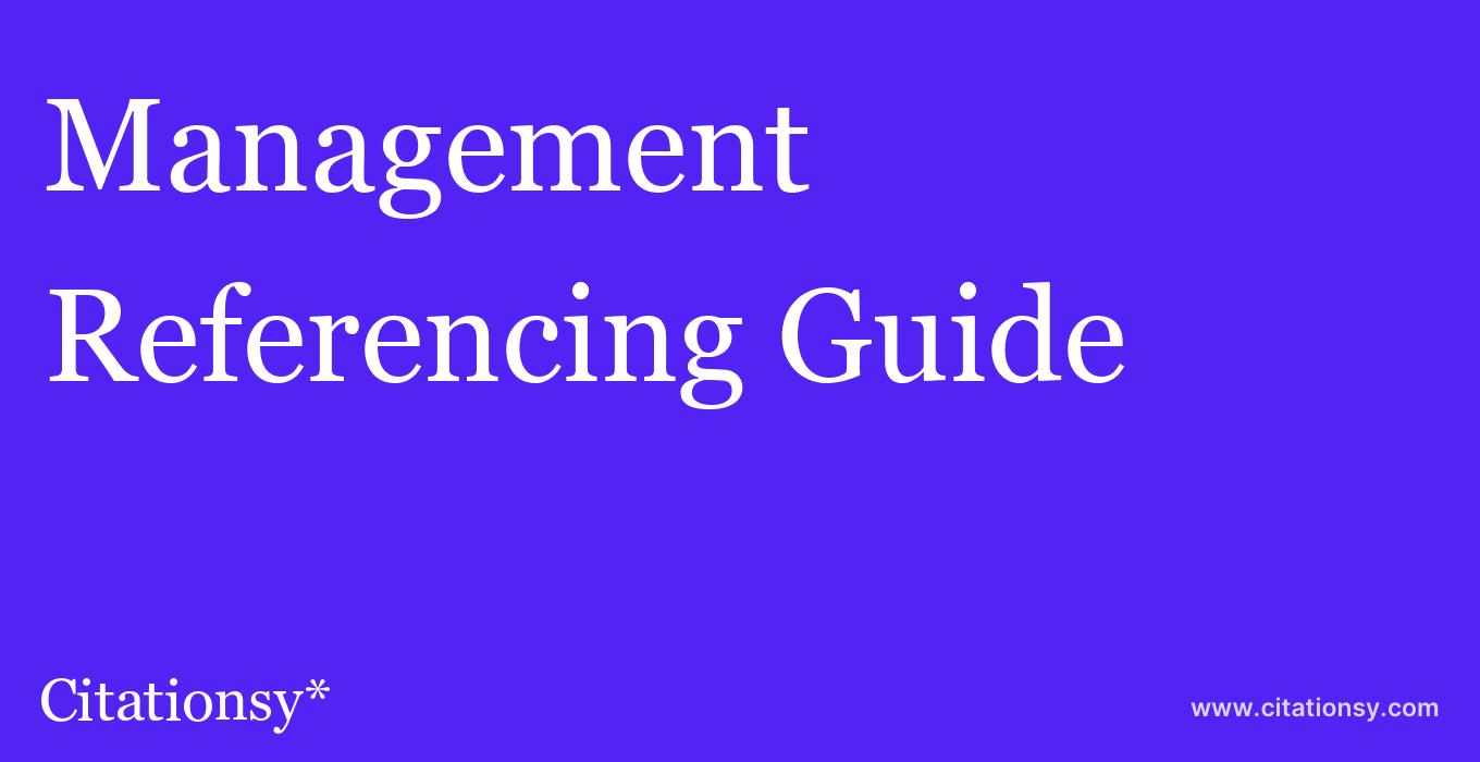cite Management & Avenir (French)  — Referencing Guide